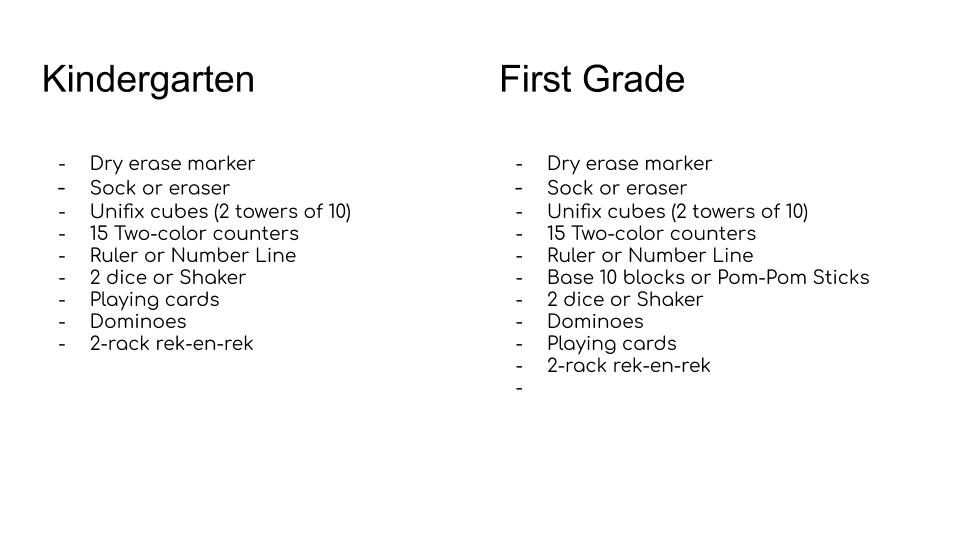 Math Tool-Kit Lists