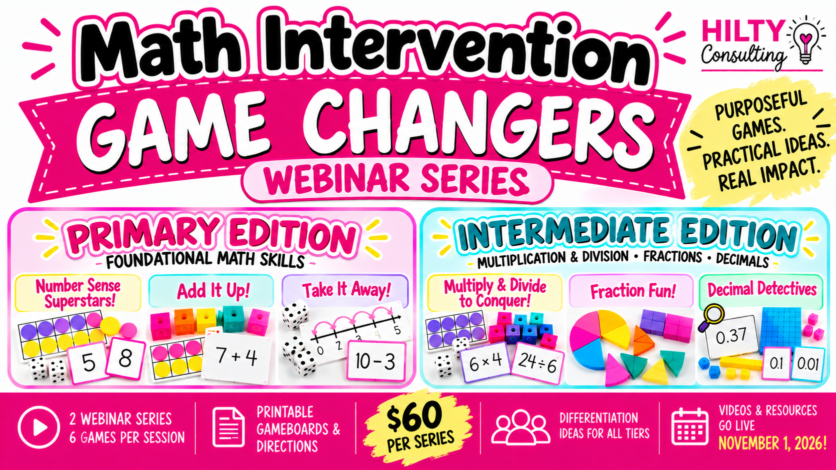 Math Intervention Game Changers: Two Webinar Series, 36 Games, Endless Possibilities!